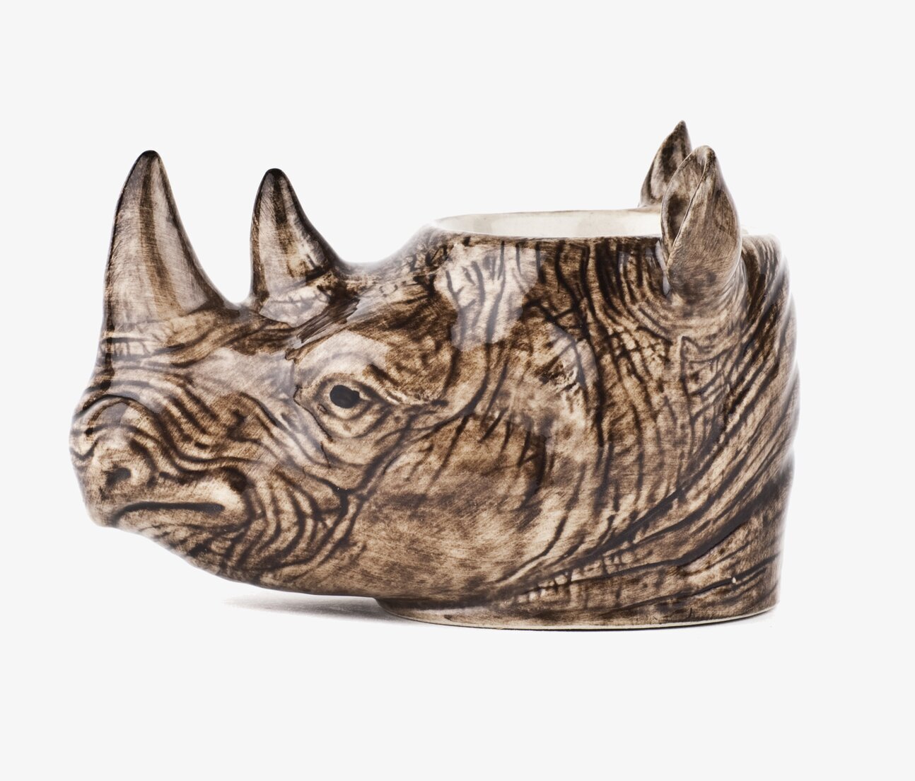 Äggkopp Noshörning från Quail Ceramics i detaljrik keramik