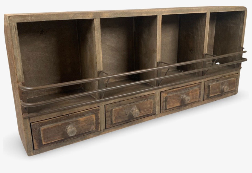 Vägghylla Med Lådor från Miljögården med rustik design