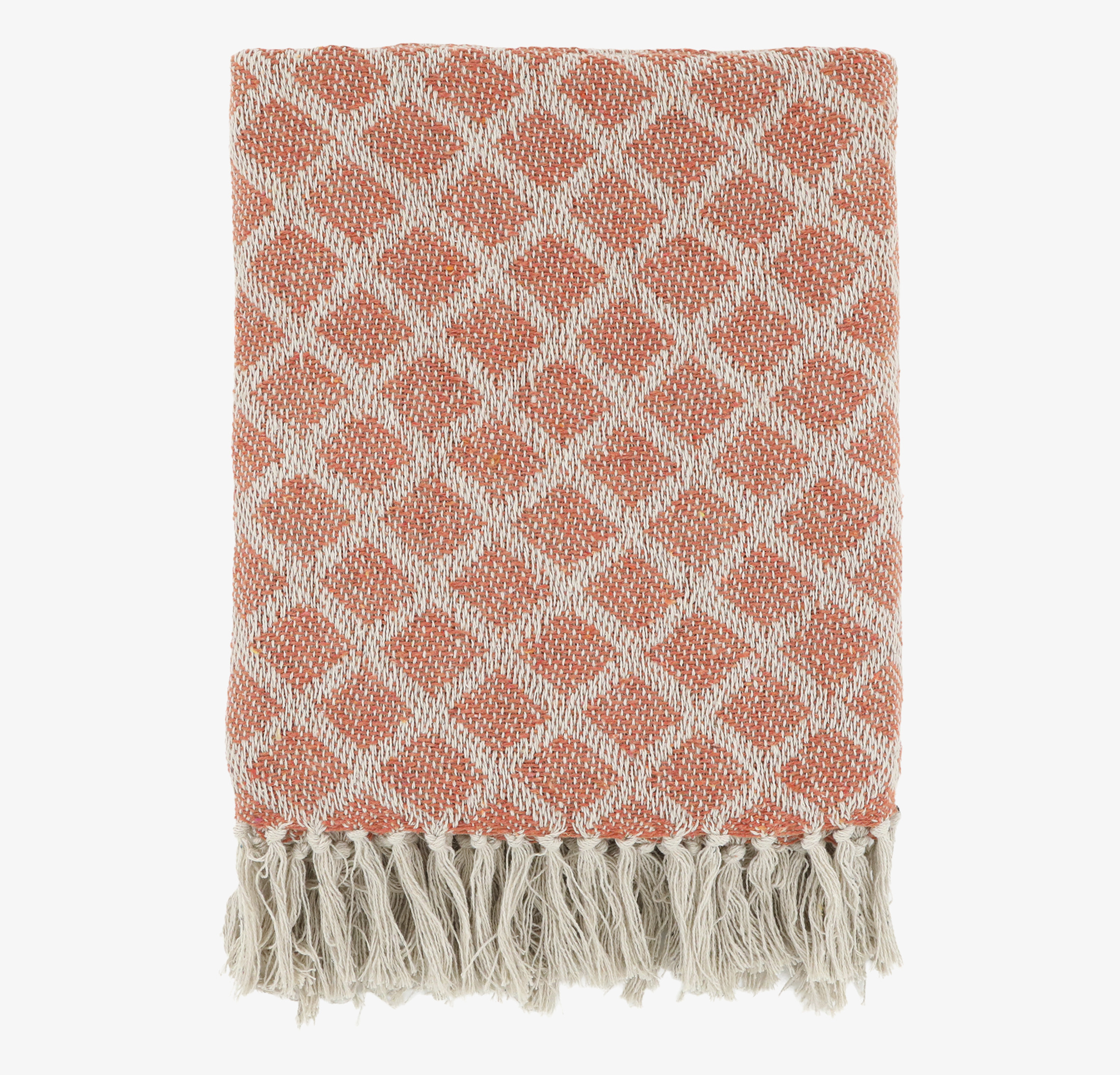 Pläd Terrakotta från Chic Antique med geometriskt mönster