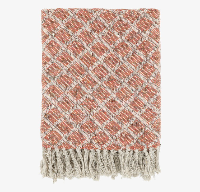 Pläd Terrakotta från Chic Antique med geometriskt mönster