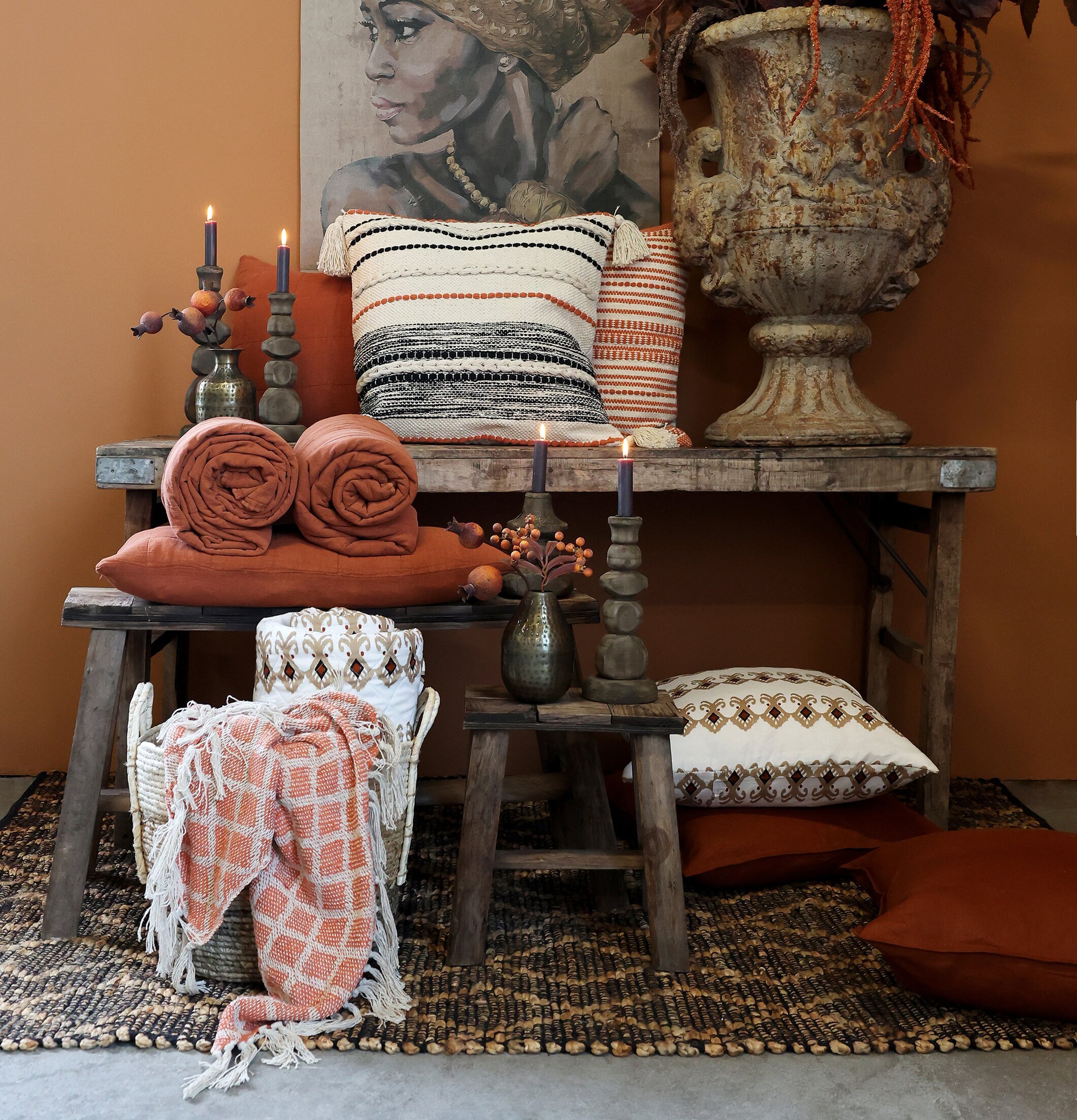 Pläd Terrakotta från Chic Antique i rustik och jordnära miljö