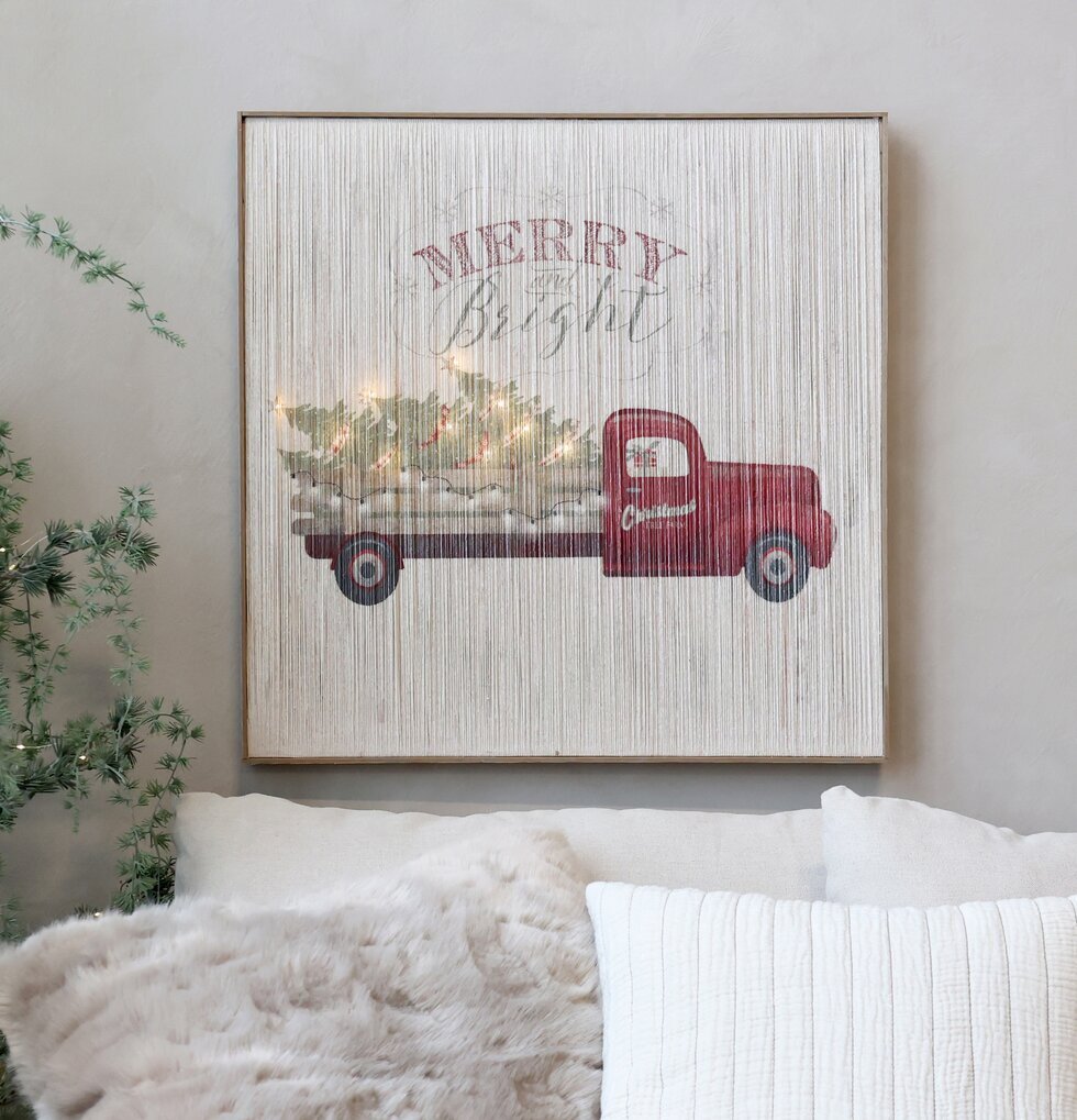 Tavla LED Merry & Bright från Chic Antique med julmotiv