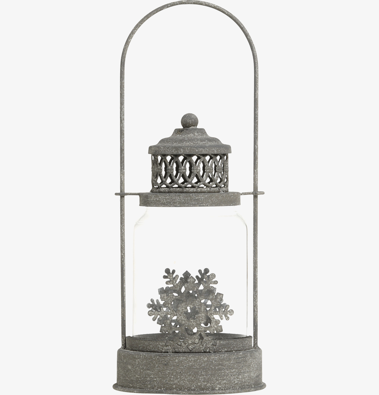 Lanterna Antik Zink från Chic Antique med snöflingedekor.