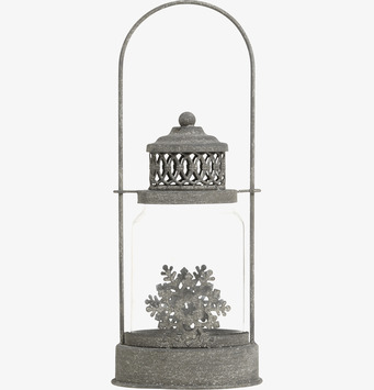 Lanterna Antik Zink från Chic Antique med snöflingedekor.