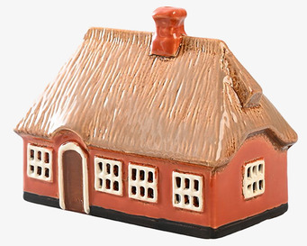 Bild av charmig ljuslykta i form av ett rött hus