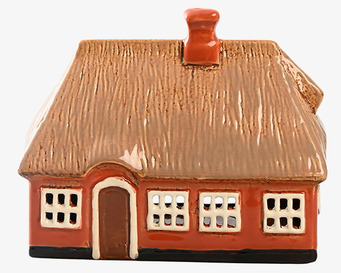 Foto av charmig ljuslykta i form av traditionellt hus