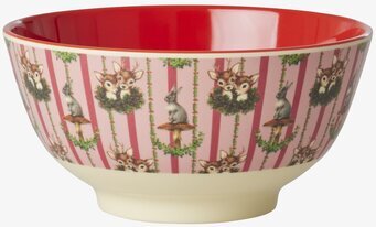 Skål Sweet Forest Print från Rice med skogsmotiv och röd insida