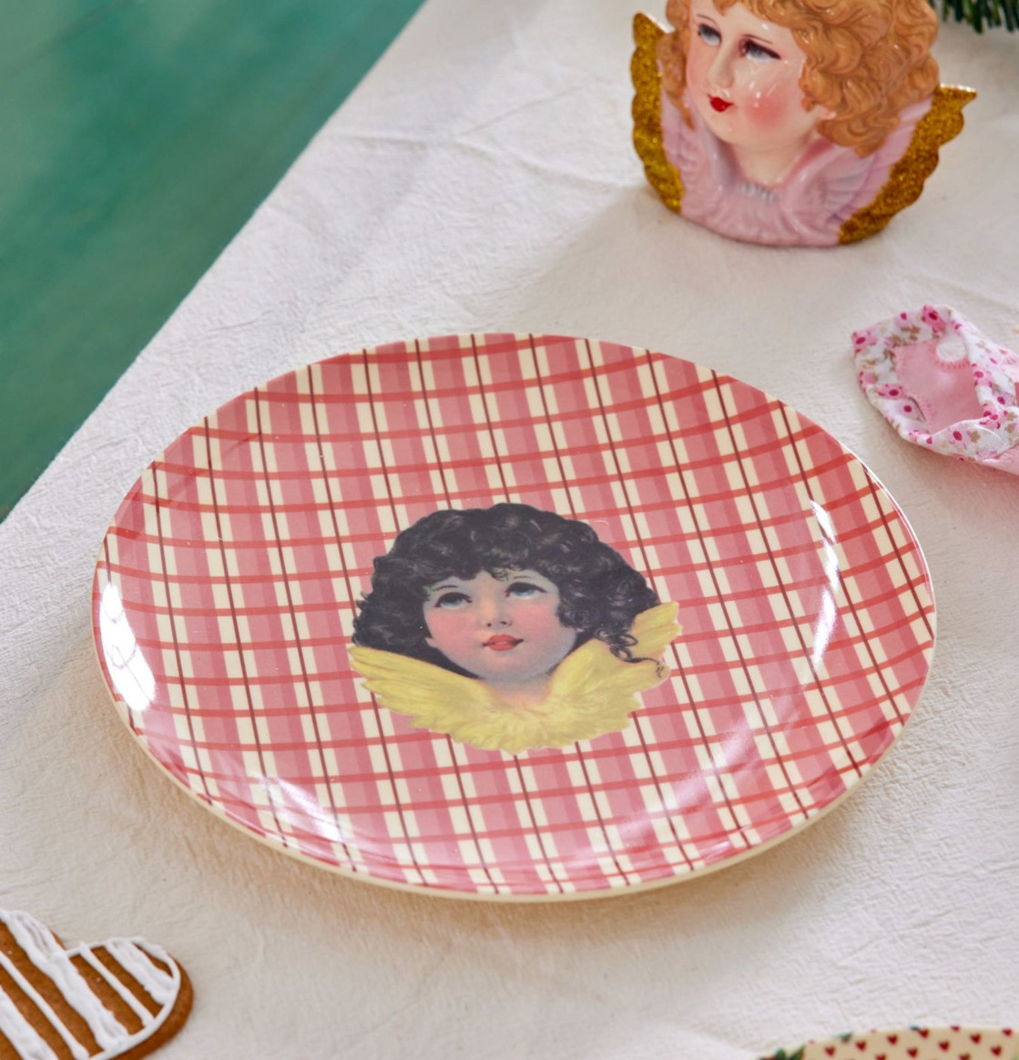Assiett Angel Print från Rice med rosa och änglamotiv
