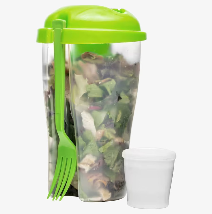 Sagaform Sallad To Go Grön - praktisk behållare med gaffel