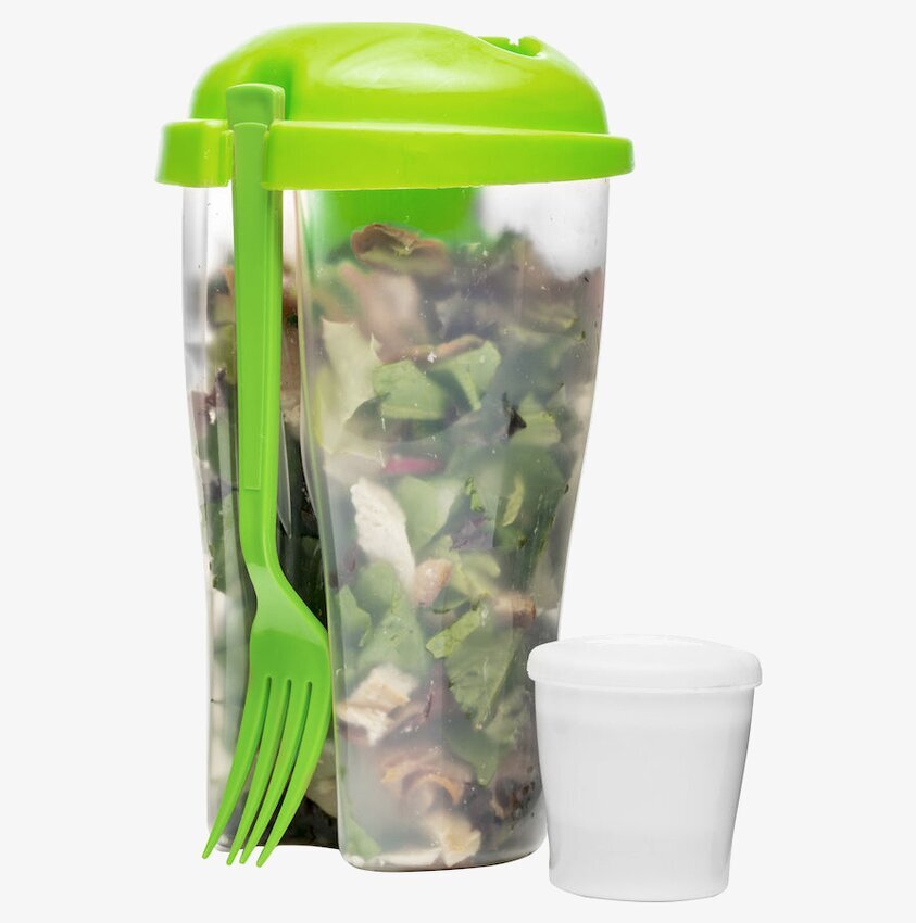 Sagaform Sallad To Go Grön - praktisk behållare med gaffel