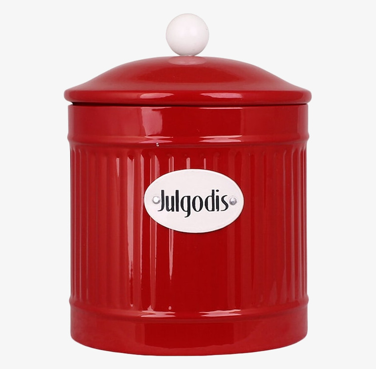 Plåtburk Hugo Julgodis Röd från Strömshaga i röd plåt