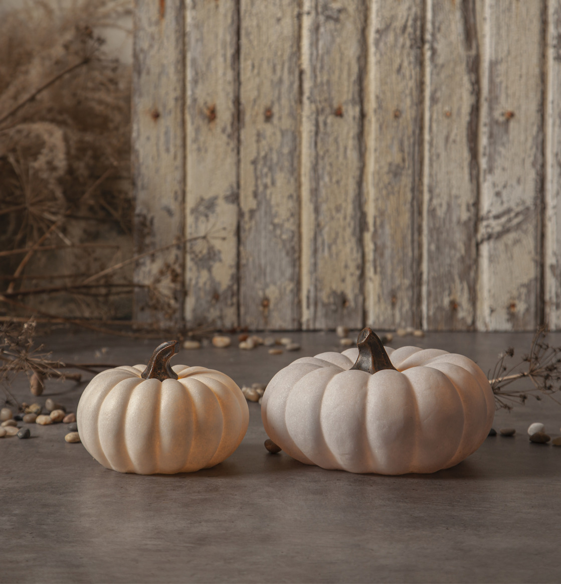 Dekoration Pumpa Sandy 20,5cm från Star Trading på betongyta