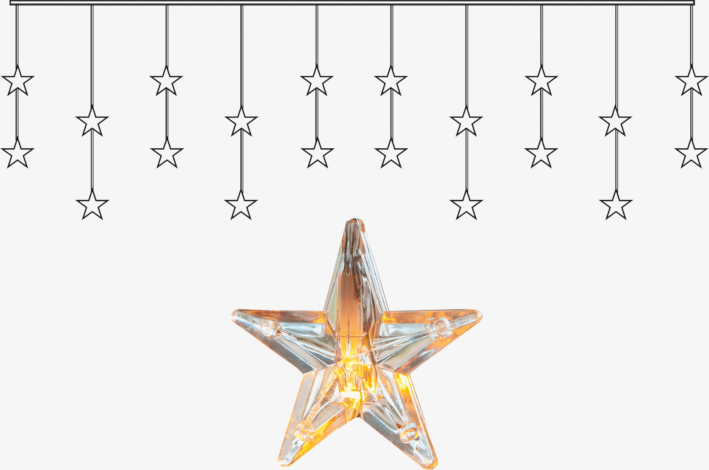 Ljusgardin Star Curtain från Star Trading med lysande stjärnor