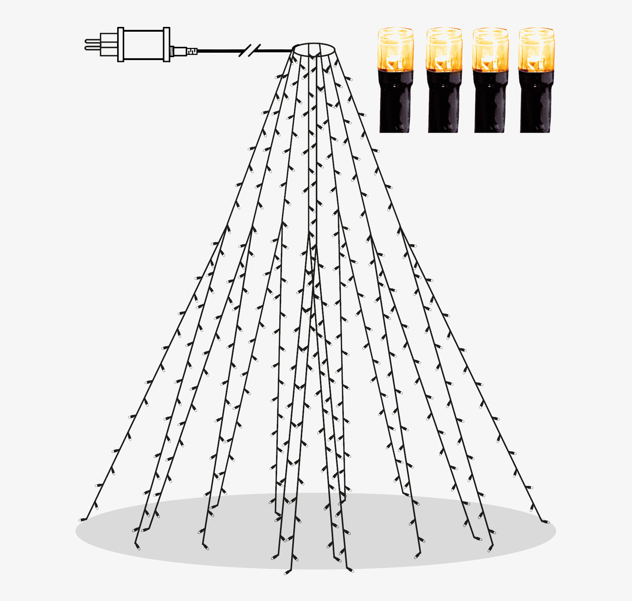 Julgransslinga Golden Warm White från Star Trading i gran