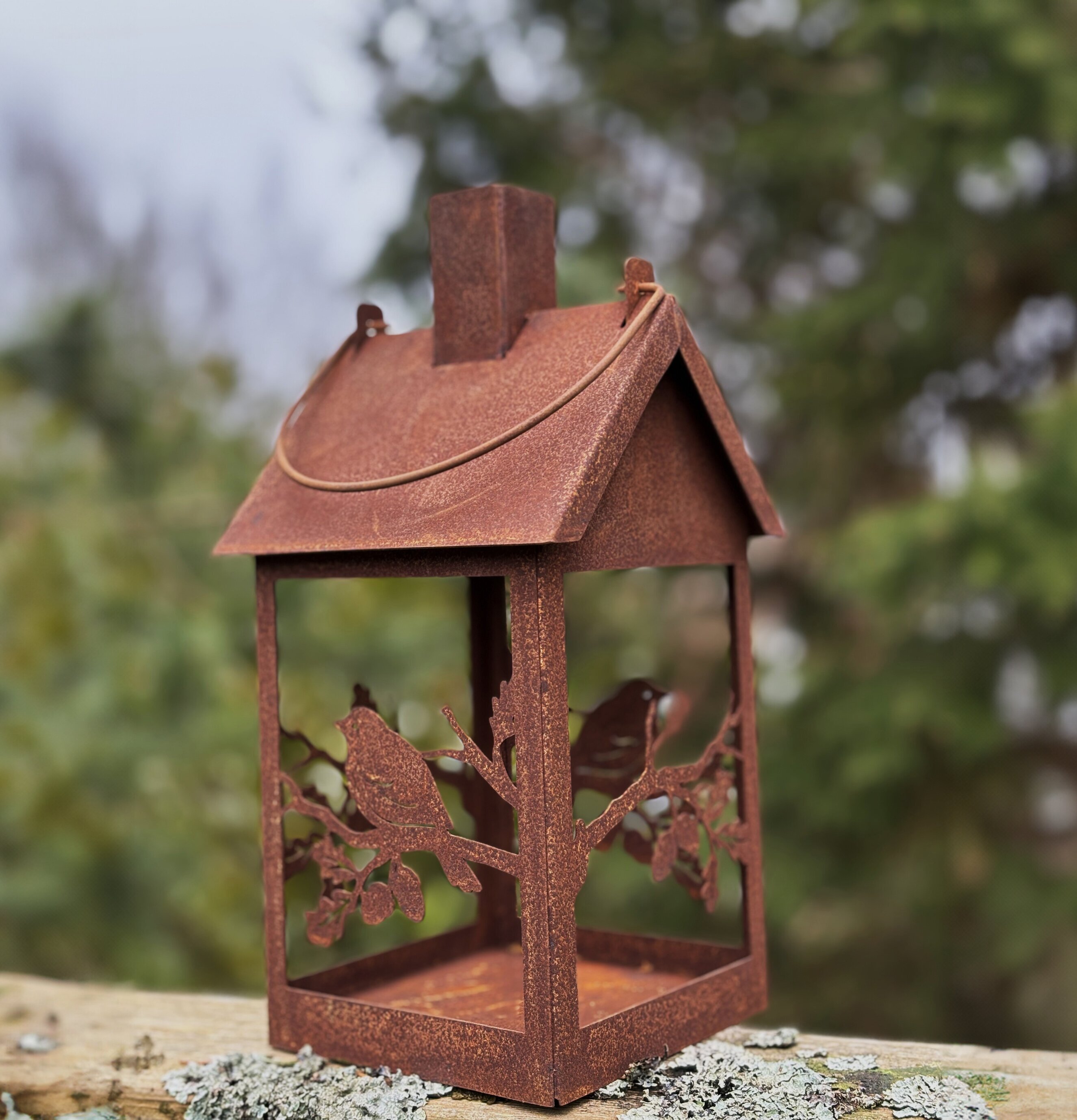 Lykta/Fågelmatare Rost från Lind Decoration i trädgård