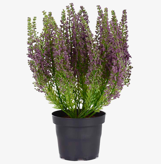 Ljung Lila från Mr Plant, konstgjord växt i svart kruka