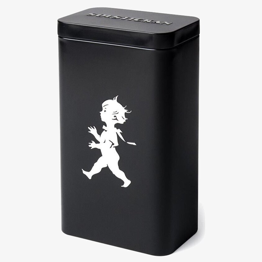 Plåtburk Kaffe Svart från Solstickan med springande pojke