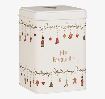 Bild av rektangulär plåtburk med nostalgisk design