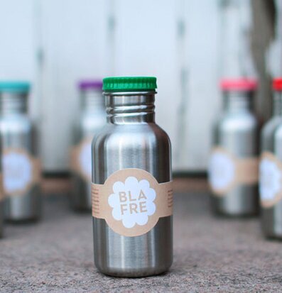 Stålflaska 500ml Grön från Blafre med grön skruvkork