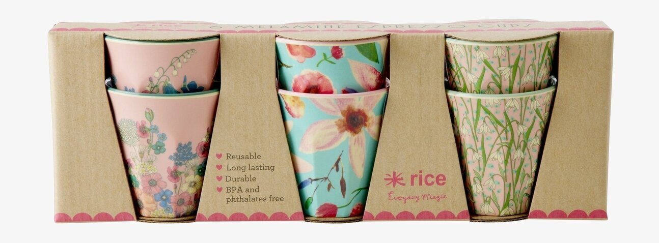 Espressokopp 6-Pack från Rice med färgglada mönster
