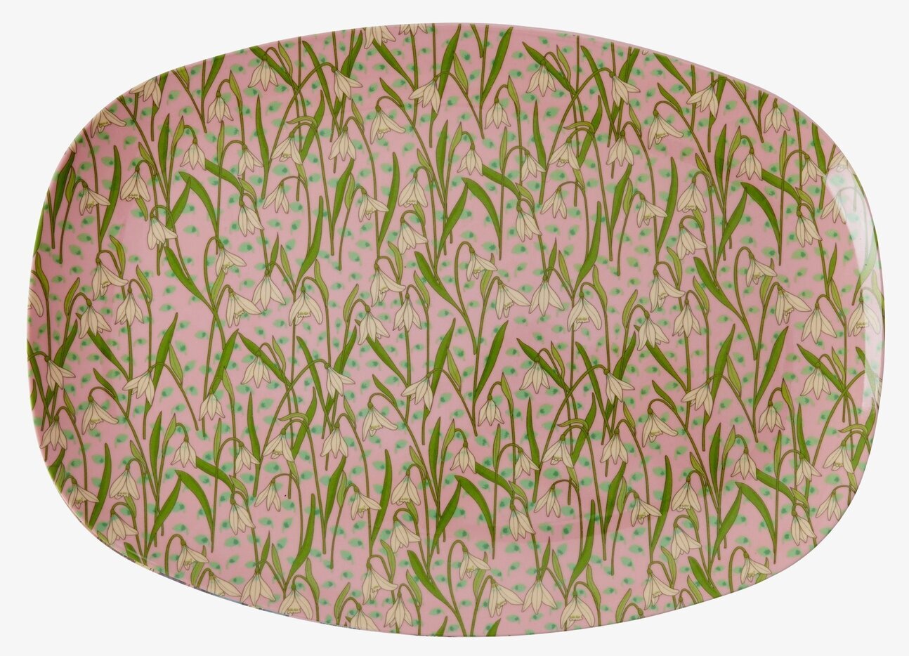 Tallrik New Snowdrop Print från Rice med snödroppemönster