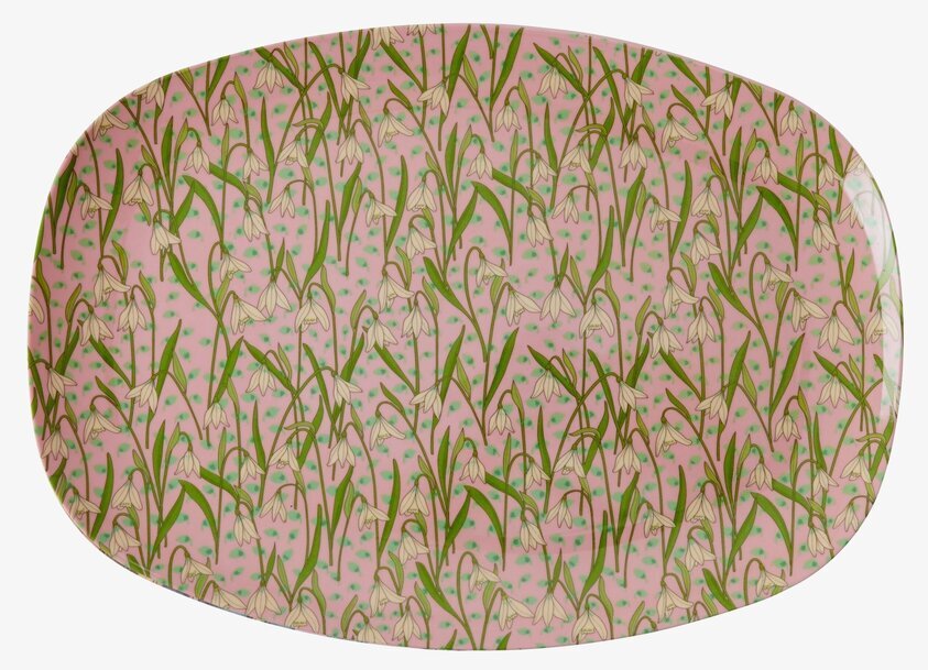 Tallrik New Snowdrop Print från Rice med snödroppemönster