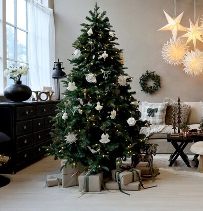 Fleur Julstjärna Snö/Glitter Creme från Chic Antique hänger