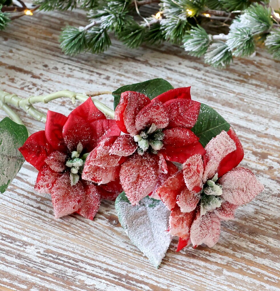 Fleur Julstjärna Snö/Glitter Antique Cherry från Chic Antique