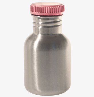 Stålflaska 300ml från Blafre med rosa skruvkork i plast