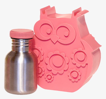 Stålflaska 300ml från Blafre bredvid rosa lunchlåda