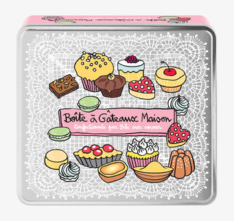 Bild av färgglad plåtburk med bakverksillustration