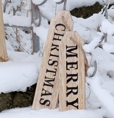 Träskylt - Merry Christmas Chic Antique Väggdekoration Väggskyltar Posters Affischer Plåttavlor Plåtskyltar Tavlor Kalenderhängare Väggtroféer Paper