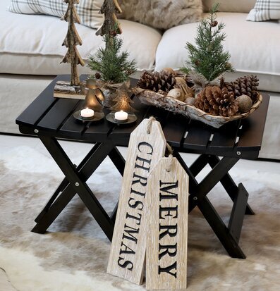 Träskylt - Merry Christmas Chic Antique Väggdekoration Väggskyltar Posters Affischer Plåttavlor Plåtskyltar Tavlor Kalenderhängare Väggtroféer Paper