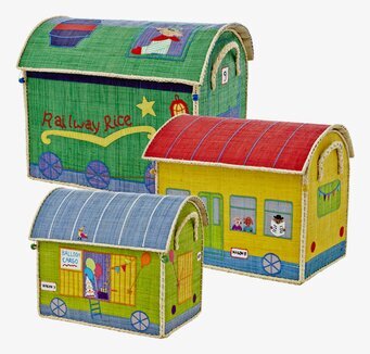 Förvaringskorg Tåg från Rice med tre färgglada vagnar