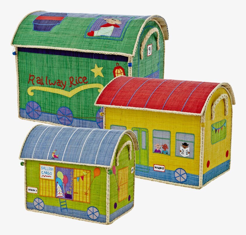 Förvaringskorg Tåg från Rice med tre färgglada vagnar