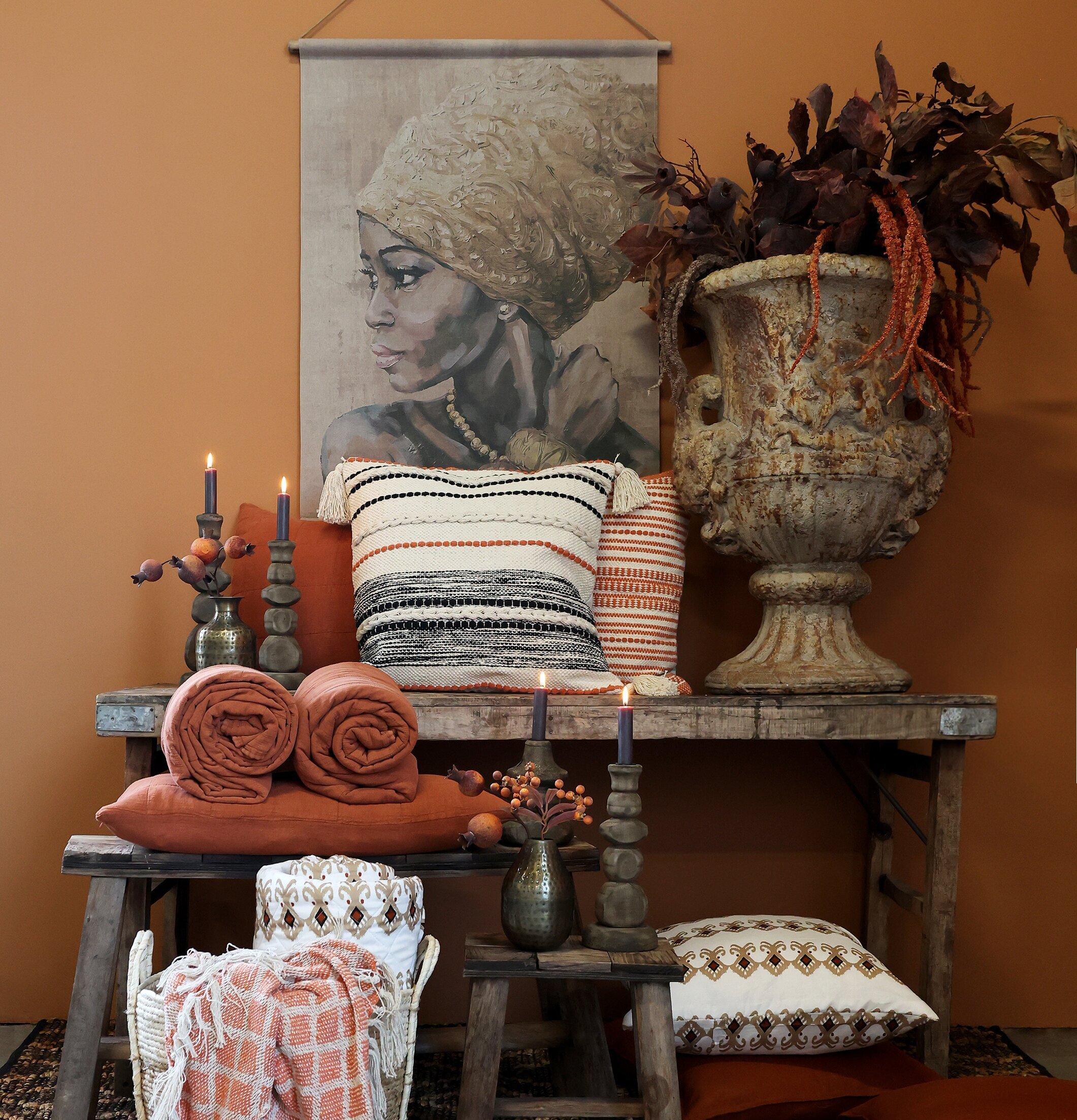 Aix Vintage Quilt Terracotta från Chic Antique i mysigt rum