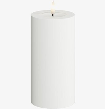 Blockljus Utomhus Vit 7.5x15cm från Deluxe Homeart