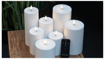 Blockljus Utomhus Vit 7.5x12.5cm från Deluxe Homeart utomhus