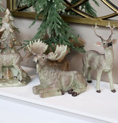 Glittrande Renar set/2 Verte från Chic Antique med granar