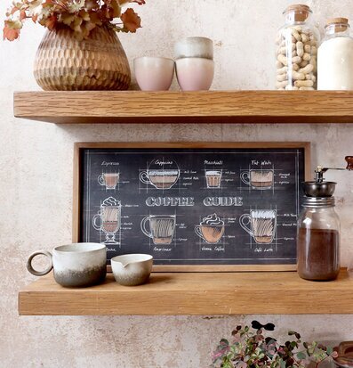 Tavla Coffee Guide från Chic Antique med kaffedrycker