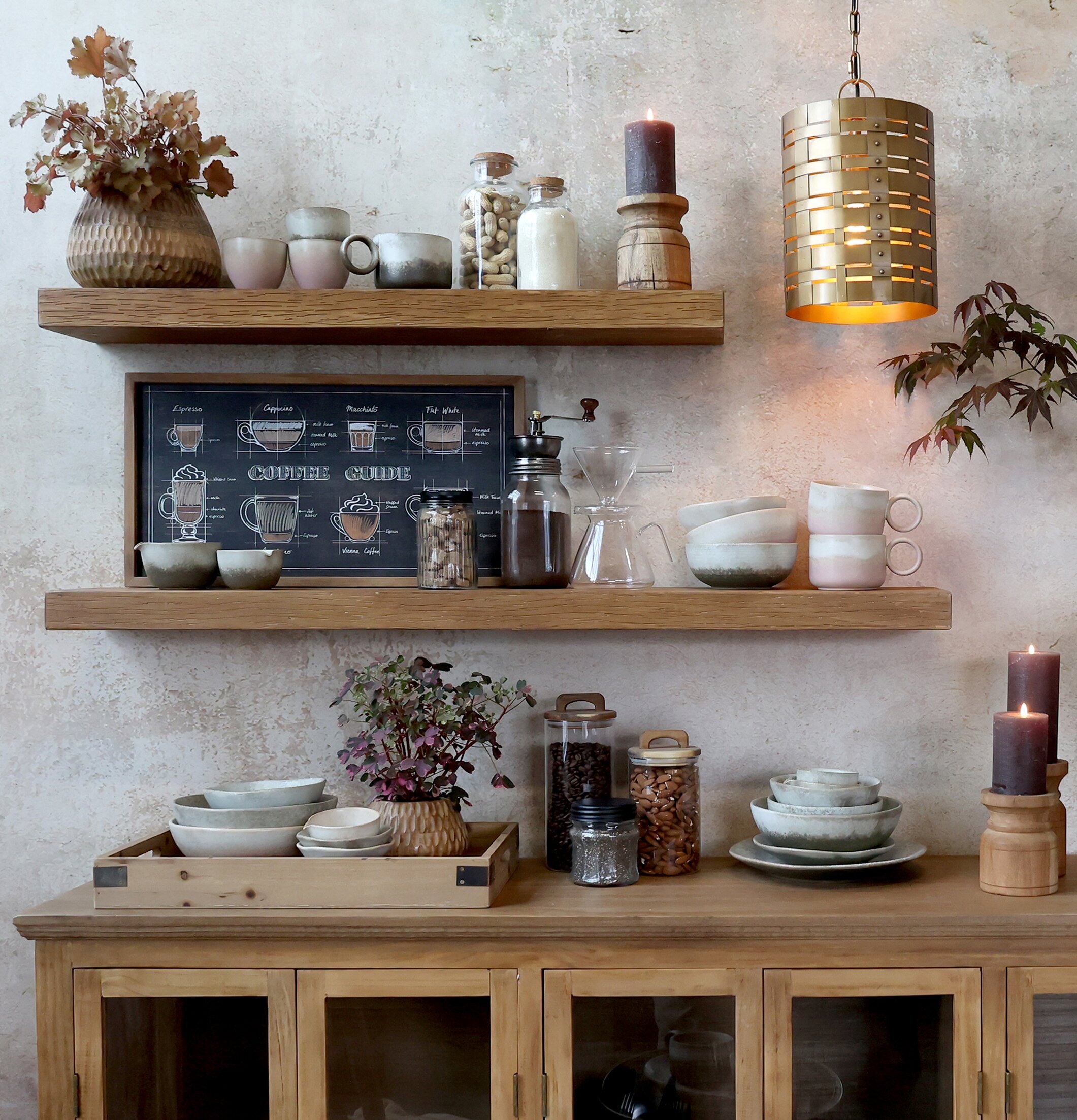 Vägghylla Natur 60cm från Chic Antique i köksmiljö