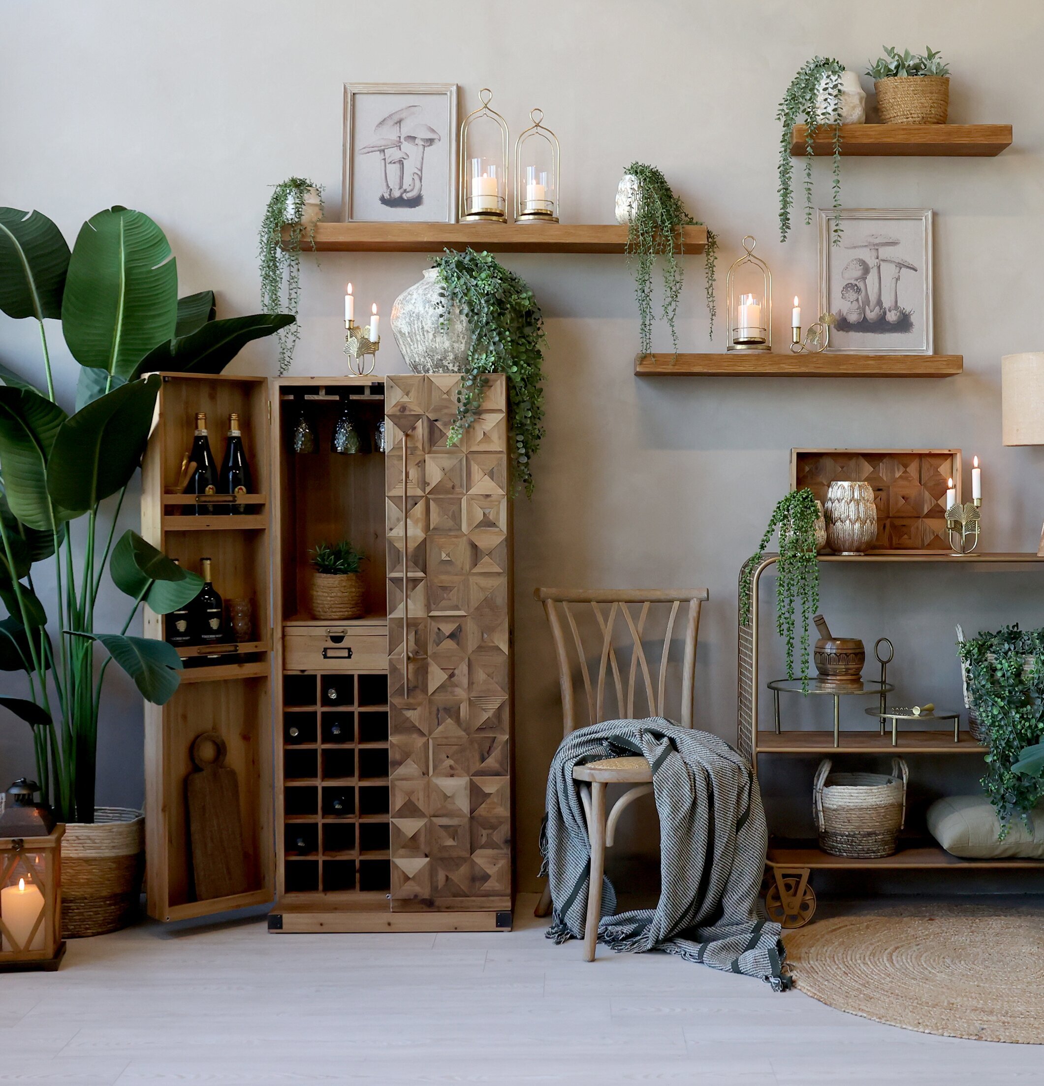 Vägghylla Natur 60cm från Chic Antique på grå vägg