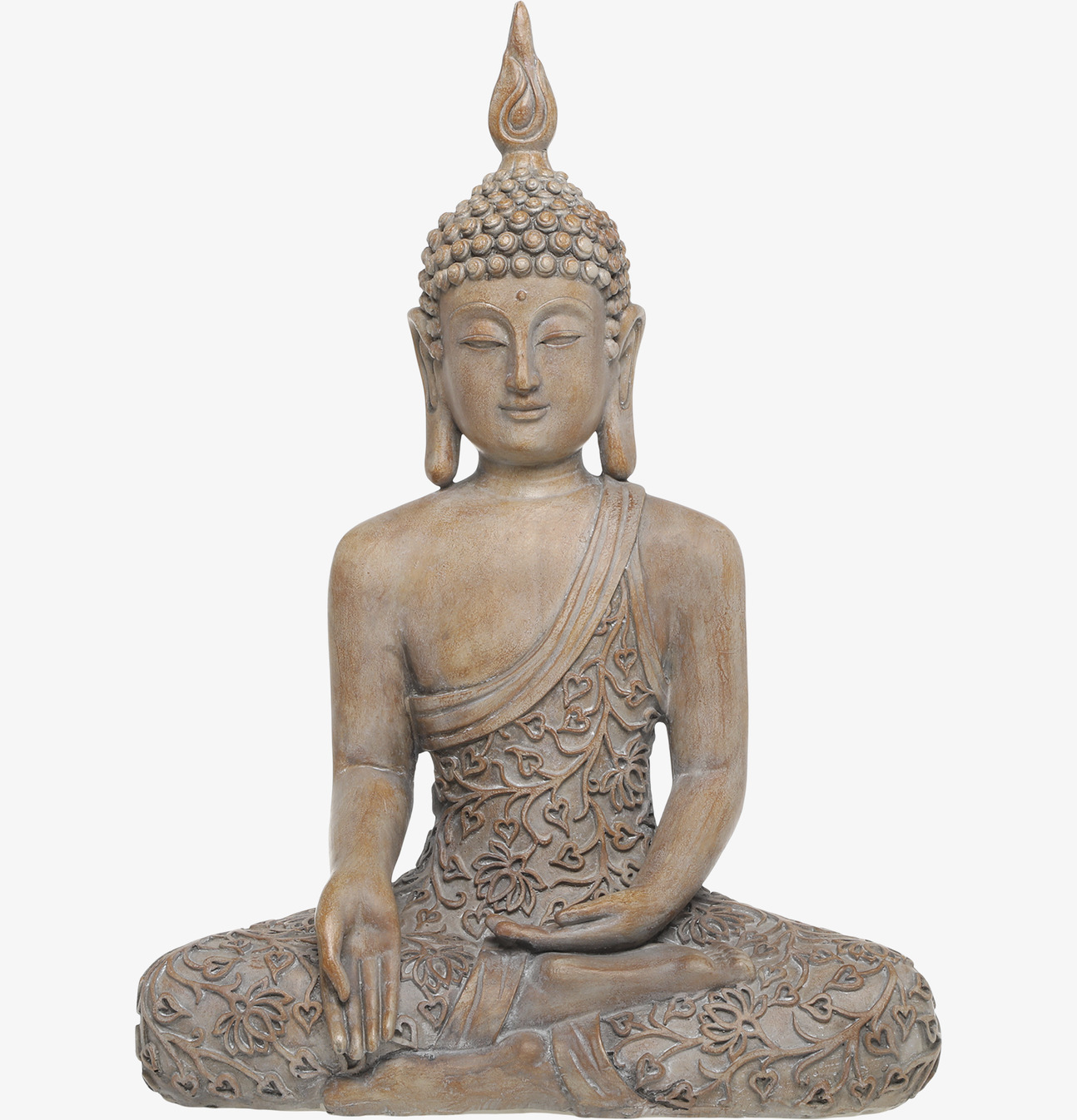 Buddha-staty från Chic Antique i stengrå polyresin
