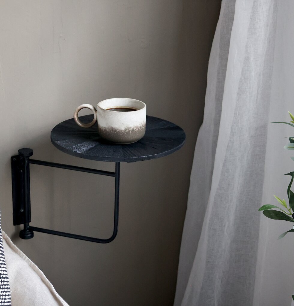 Väggbord Ø35cm Antiksvart från Chic Antique med kopp