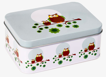 Liten Plåtburk Ugglor från Blafre med lekfullt ugglemotiv