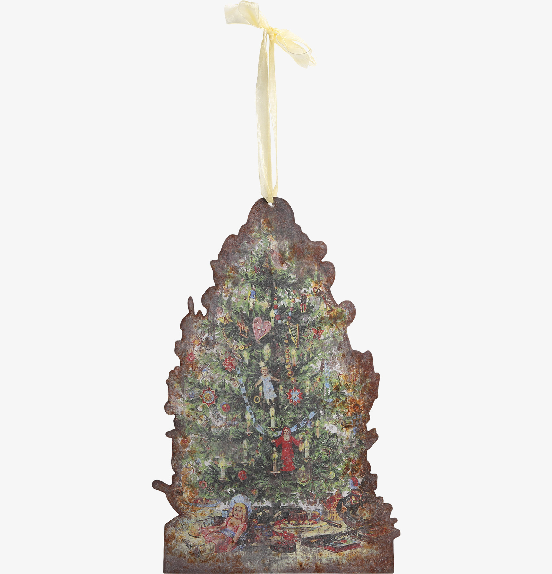 Plåtskylt Vintage Julgran Chic Antique Väggdekoration Väggskyltar Posters Affischer Plåttavlor Plåtskyltar Tavlor Kalenderhängare Väggtroféer Paper Mache