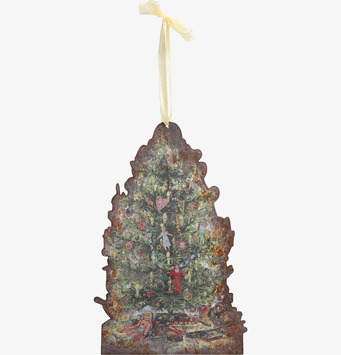 Plåtskylt Vintage Julgran Chic Antique Väggdekoration Väggskyltar Posters Affischer Plåttavlor Plåtskyltar Tavlor Kalenderhängare Väggtroféer Paper Mache