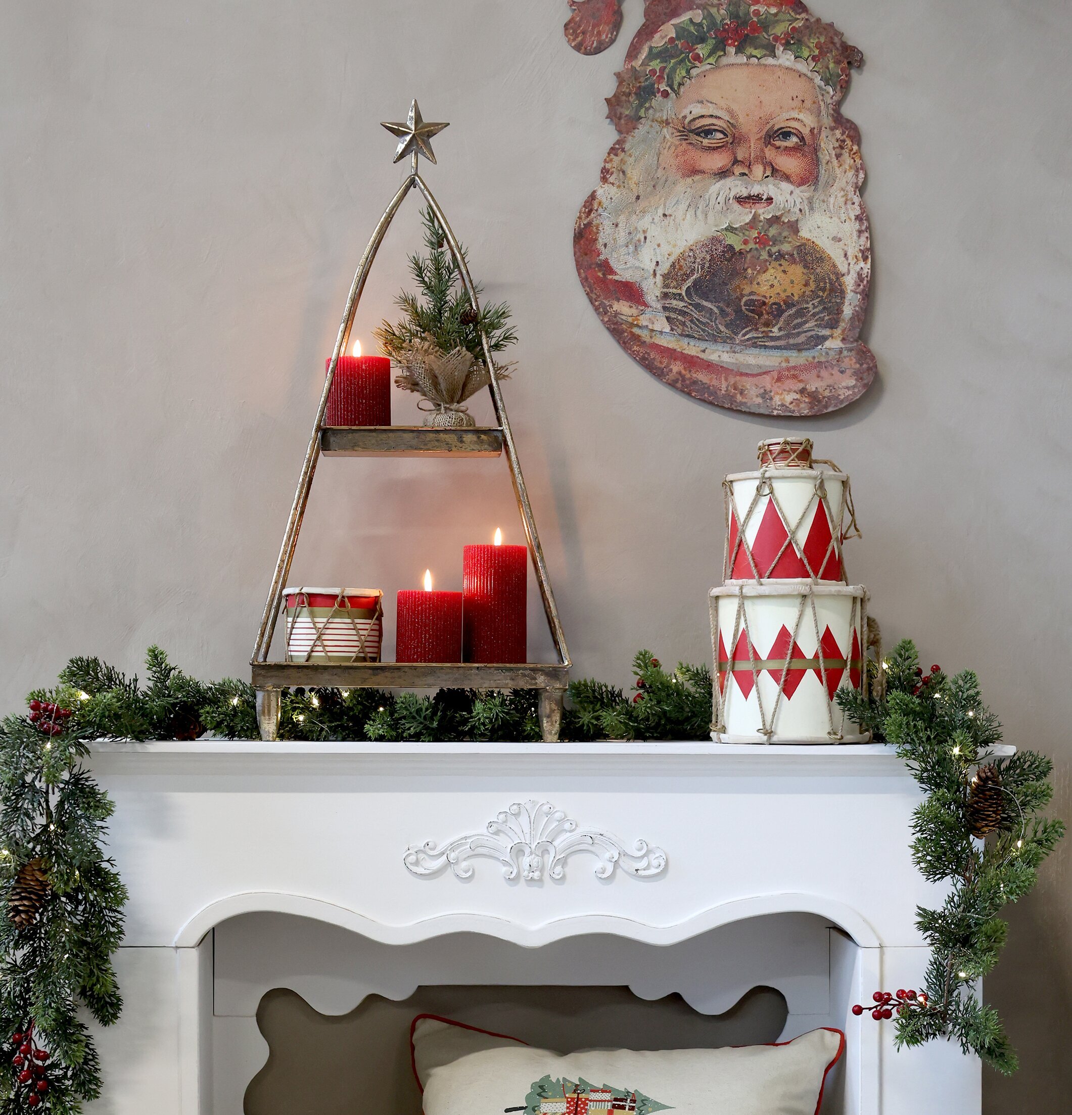 Plåtskylt Santa Vintage Chic Antique Väggdekoration Väggskyltar Posters Affischer Plåttavlor Plåtskyltar Tavlor Kalenderhängare Väggtroféer Paper Mache