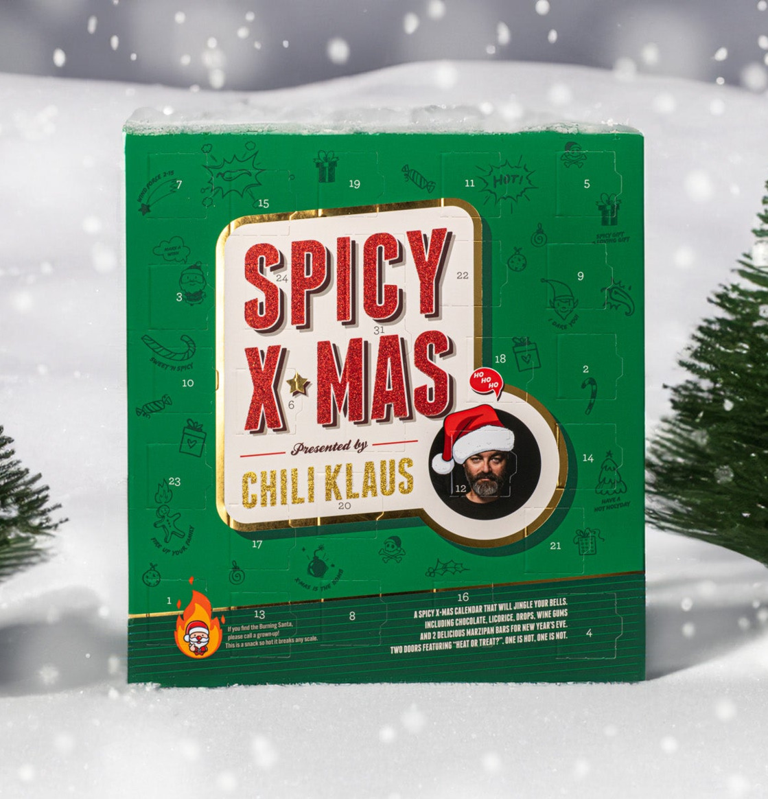 Bild av adventskalender med julig och vintrig atmosfär