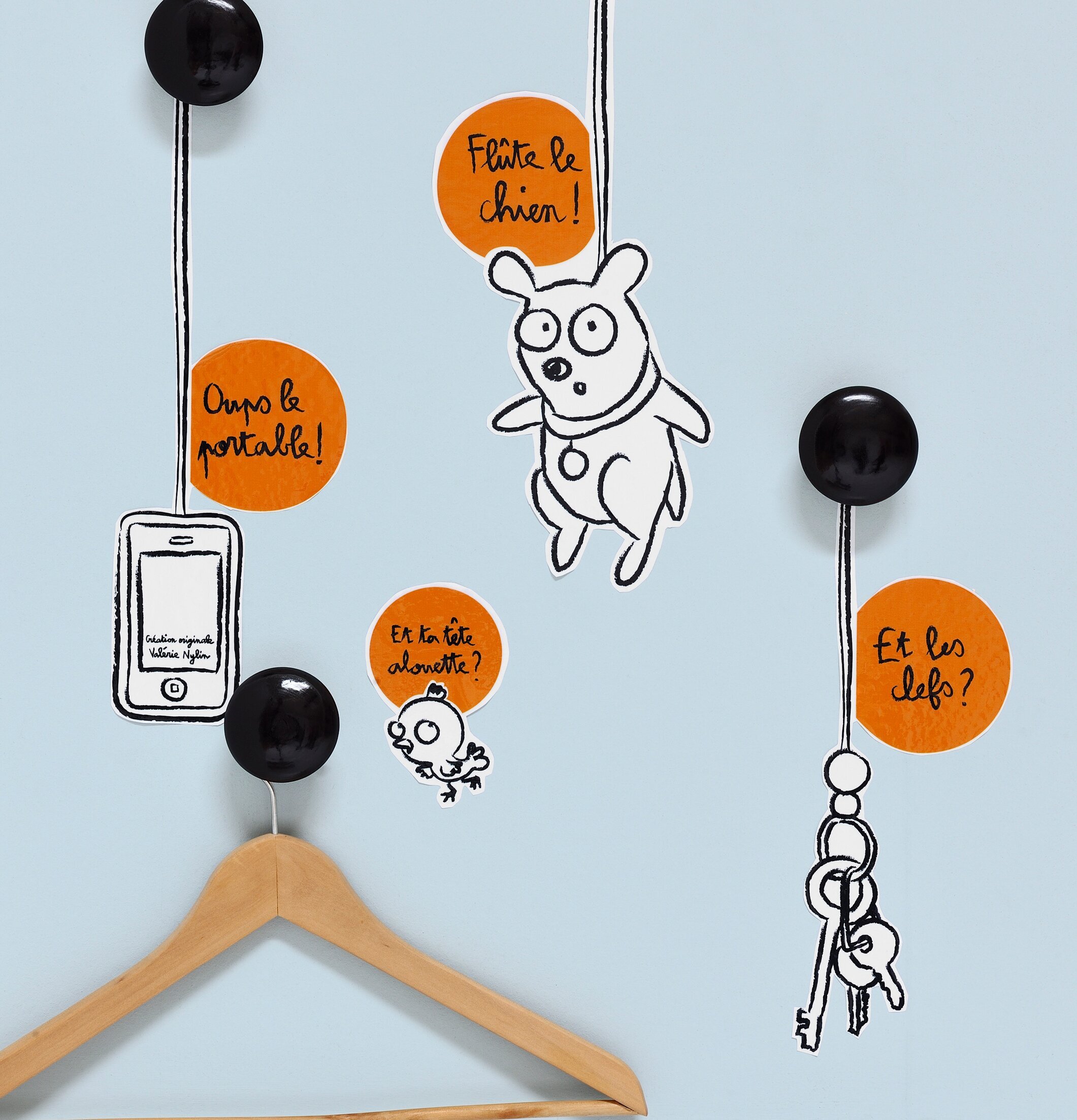 Knoppar med Stickers Alouette från Derriére la porte på vägg